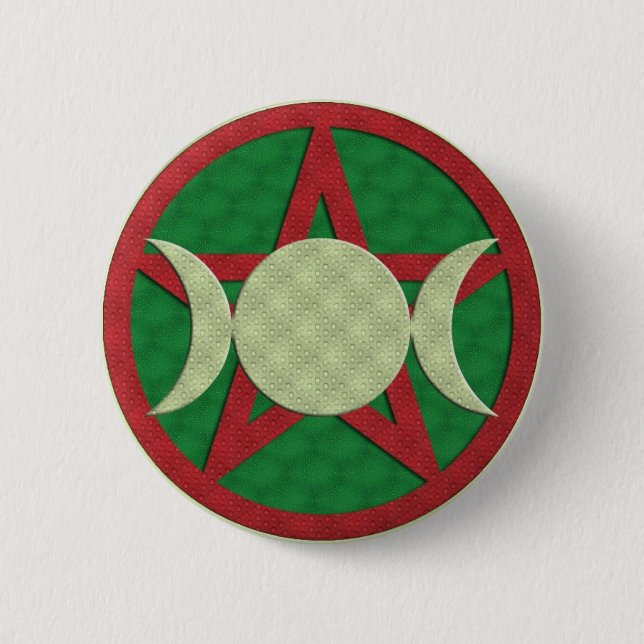 Yule Triple Goddess Pentagram 2 Inch Round Button (Front)