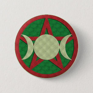 Yule Triple Goddess Pentagram 2 Inch Round Button