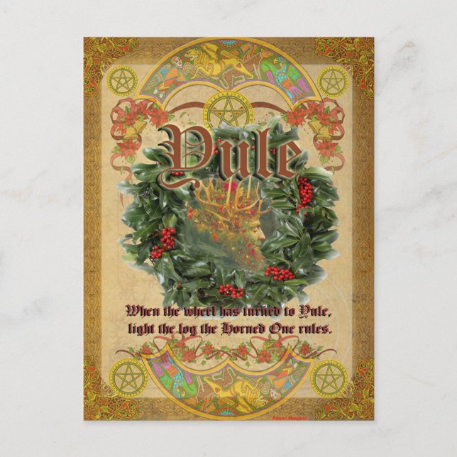 Yule Winter Solstice Pagan Imaginaire Art Carte po (Devant)