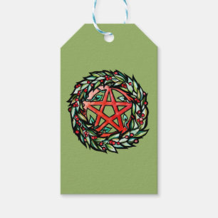Yule Wreath Pentacle Pagan Pentagram Holiday     Gift Tags