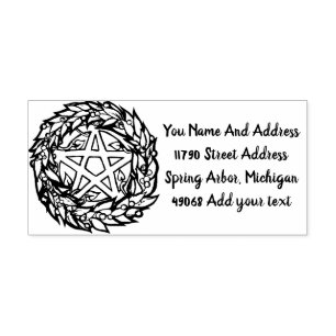 Yule Wreath Pentacle Pagan Pentagram Holiday       Self-inking Stamp