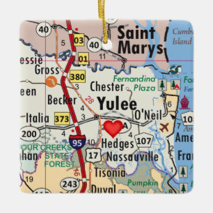 Yulee Florida Map Ceramic Ornament
