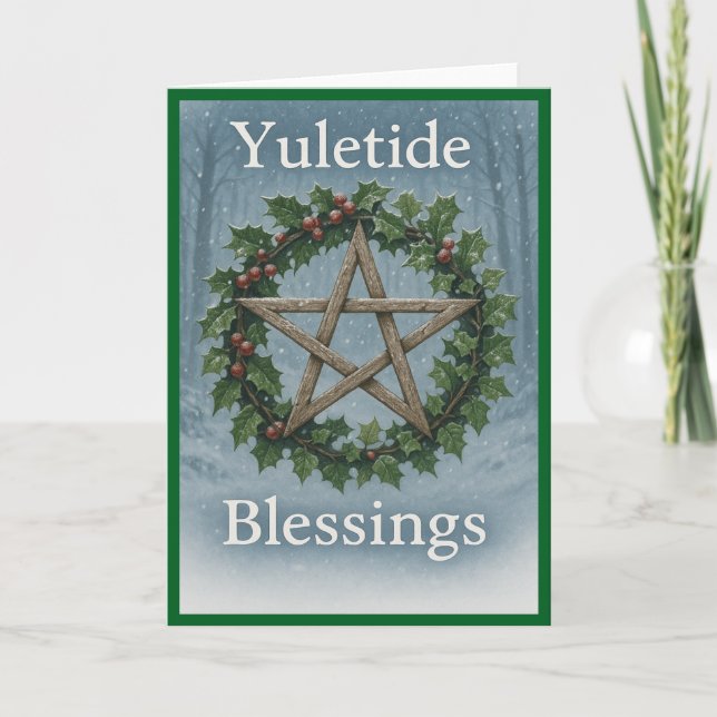 Yuletide Blessings Christmas Greetings Card (Front)