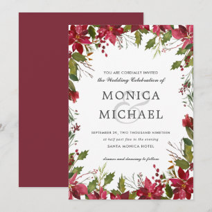 Yuletide   Christmas Winter Floral Frame Wedding Invitation