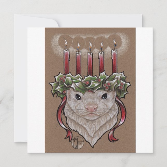 Yuletide Ferret Christmas Card (Front)
