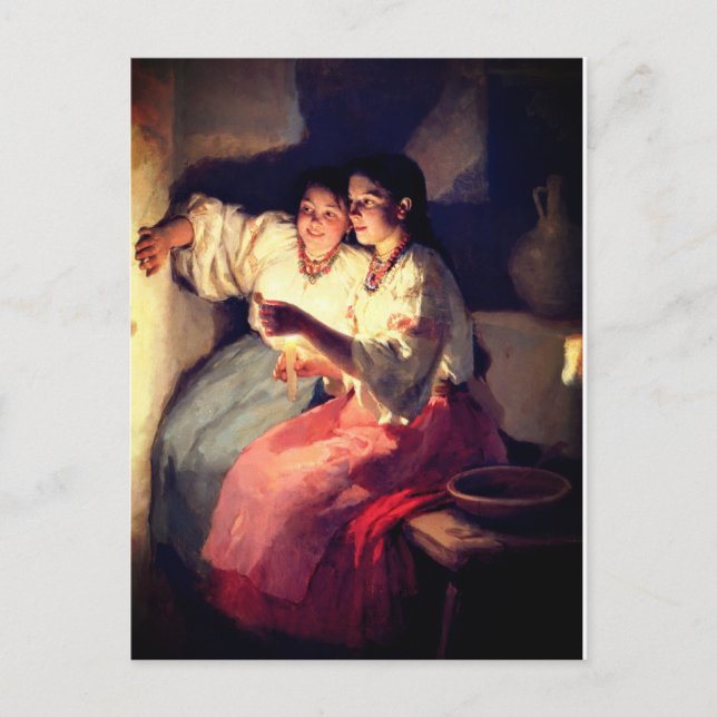  YULETIDE FORTUNE TELLLERS  BY PYMONENKO POSTCARD (Front)