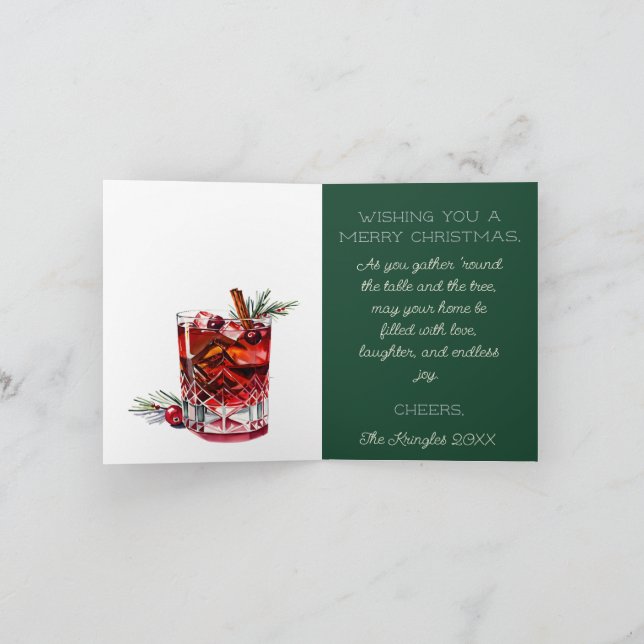 Yuletide Greetings & a Holiday Cocktail Christmas Card (Inside)