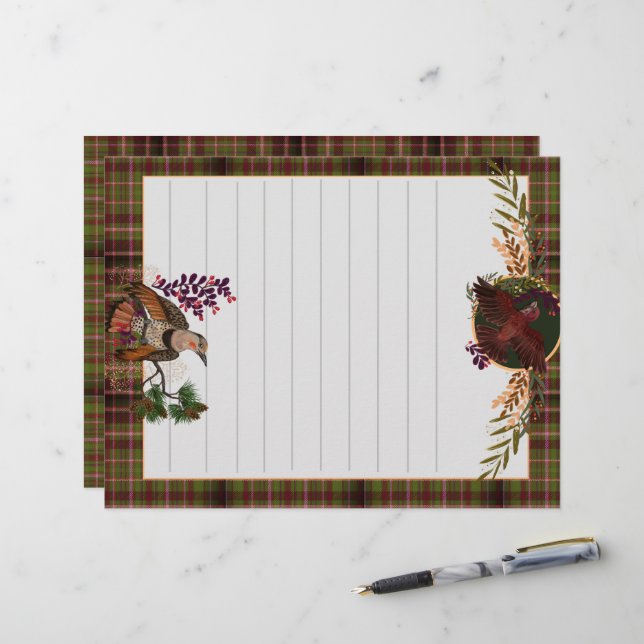Yuletide Greetings Northern Flicker Letterhead (Front/Back In Situ)