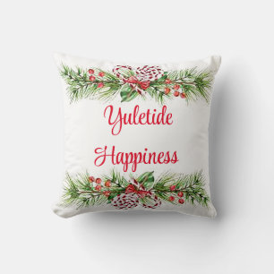 Yuletide Happiness Throw Pillow
