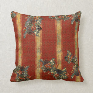Yuletide Holly Throw Pillow