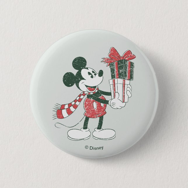 Yuletide Joy | Merry Christmas Mickey 2 Inch Round Button (Front)