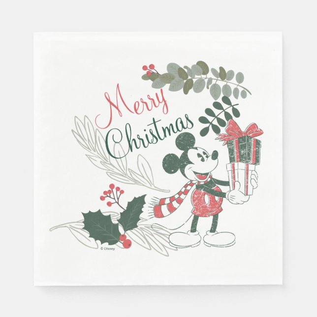 Yuletide Joy | Merry Christmas Mickey Napkin (Front)