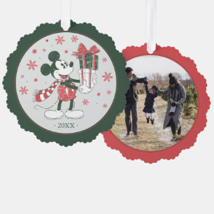 Yuletide Joy   Merry Christmas Mickey Ornament Card