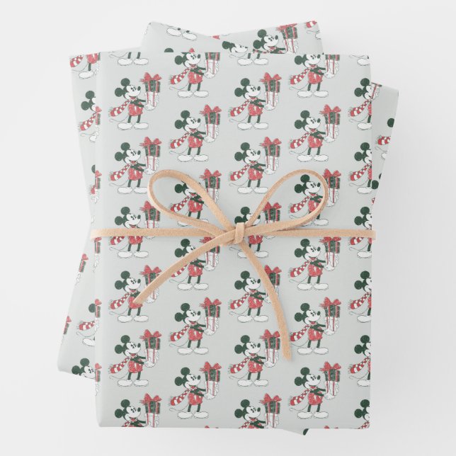 Yuletide Joy | Merry Christmas Mickey Wrapping Paper Sheet (In situ)