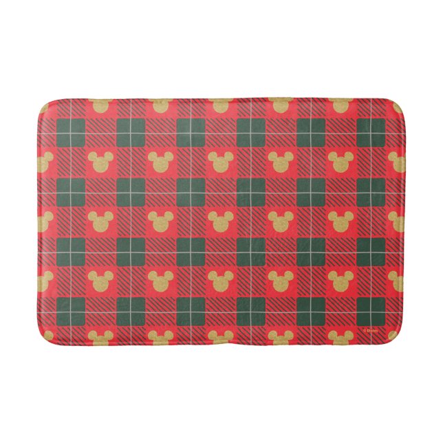 Yuletide Joy | Mickey Christmas Plaid Pattern Bath Mat (Front)