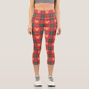 Yuletide Joy   Mickey Christmas Plaid Pattern Capri Leggings