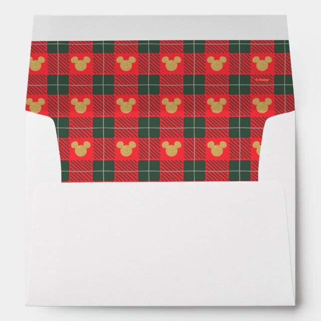 Yuletide Joy | Mickey Christmas Plaid Pattern Envelope (Back (Bottom))