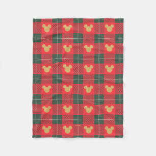 Yuletide Joy   Mickey Christmas Plaid Pattern Fleece Blanket