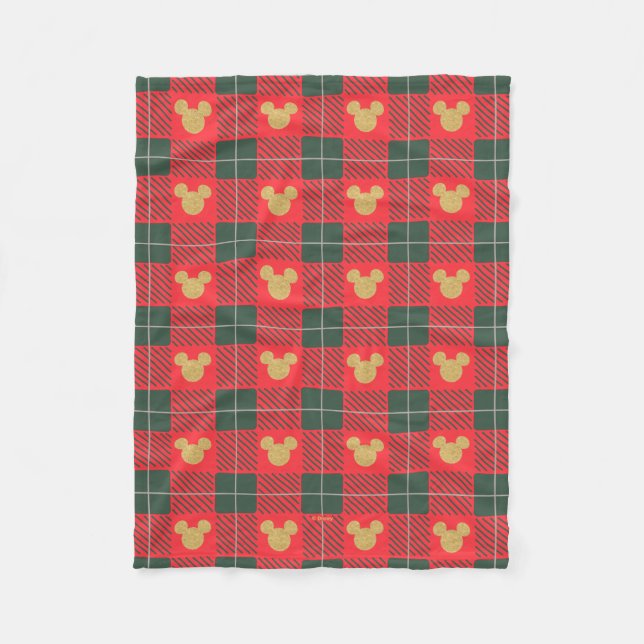 Yuletide Joy | Mickey Christmas Plaid Pattern Fleece Blanket (Front)
