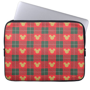 Yuletide Joy   Mickey Christmas Plaid Pattern Laptop Sleeve