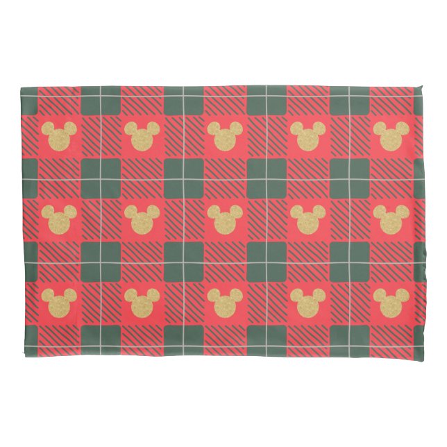 Yuletide Joy | Mickey Christmas Plaid Pattern Pillowcase (Front)