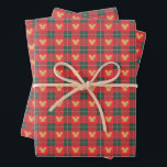 Yuletide Joy | Mickey Christmas Plaid Pattern Wrapping Paper Sheet<br><div class="desc">Celebrate the holiday and your love of Mickey with this cute graphic featuring a gold Mickey in a red and green plaid pattern.</div>