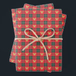 Yuletide Joy | Mickey Christmas Plaid Pattern Wrapping Paper Sheet<br><div class="desc">Celebrate the holiday and your love of Mickey with this cute graphic featuring a gold Mickey in a red and green plaid pattern.</div>