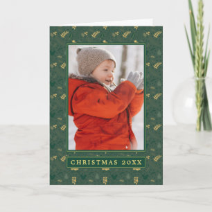 Yuletide Joy   Mickey Green & Gold Holiday Pattern Card