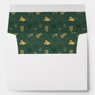 Yuletide Joy   Mickey Green & Gold Holiday Pattern Envelope
