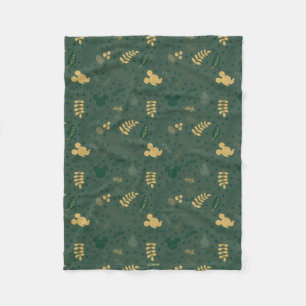 Yuletide Joy   Mickey Green & Gold Holiday Pattern Fleece Blanket