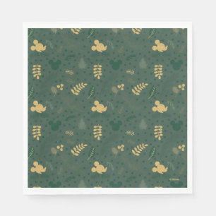 Yuletide Joy Mickey Green & Gold Holiday Pattern Napkin