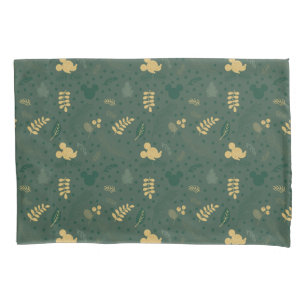 Yuletide Joy   Mickey Green & Gold Holiday Pattern Pillowcase