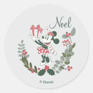 Yuletide Joy   Minnie Noel Classic Round Sticker