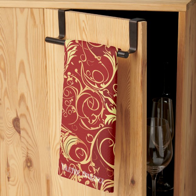 Yuletide Opulence: Golden Threads of Christmas Kitchen Towel (Thirds Fold)