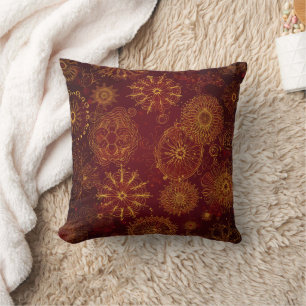 Yuletide Opulence: Golden Threads of Christmas Throw Pillow