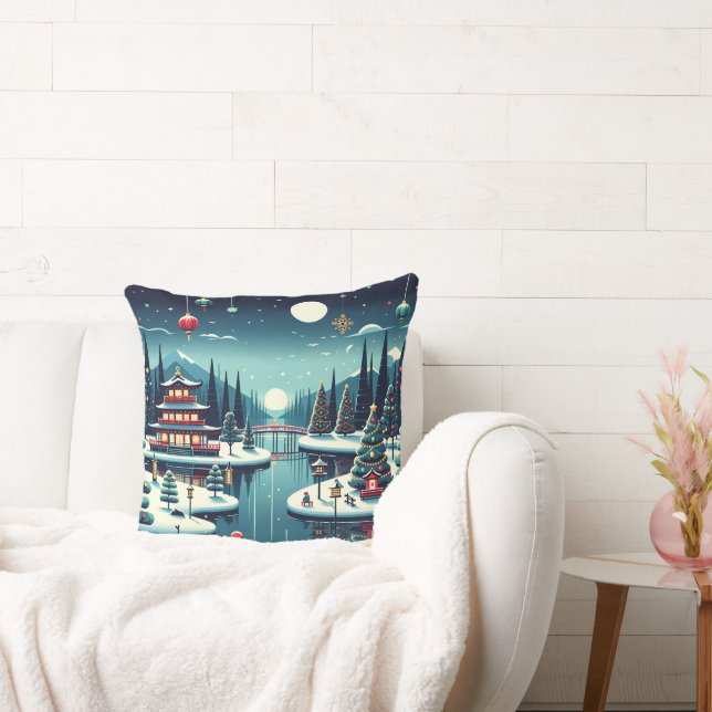 Yuletide Reflections in the East Throw Pillow (Couch)