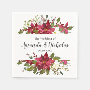 Yuletide    Rustic Floral Christmas Winter Wedding Napkin