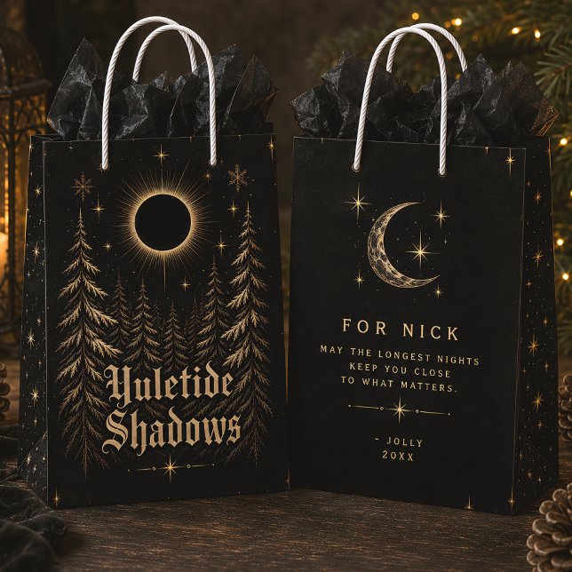 Yuletide Shadows Gothic Celestial Christmas Medium Gift Bag (Creator Uploaded)