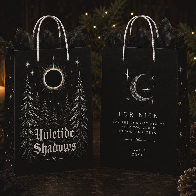 Yuletide Shadows Gothic Celestial Christmas Medium Gift Bag (Creator Uploaded)