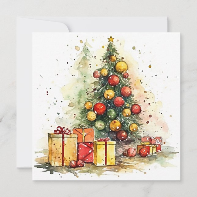 "Yuletide Sparkle: Shimmering Decorations Card (Front)
