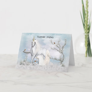 Yuletide - Yule, Carte De Voeux Avec Unicornes