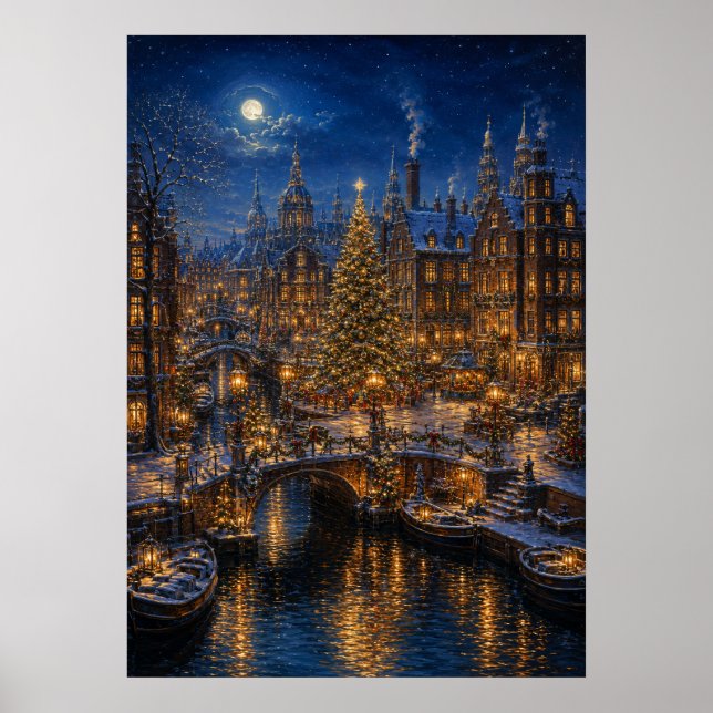 Yuletime Canal IV - Christmas Tree Square Poster (Front)