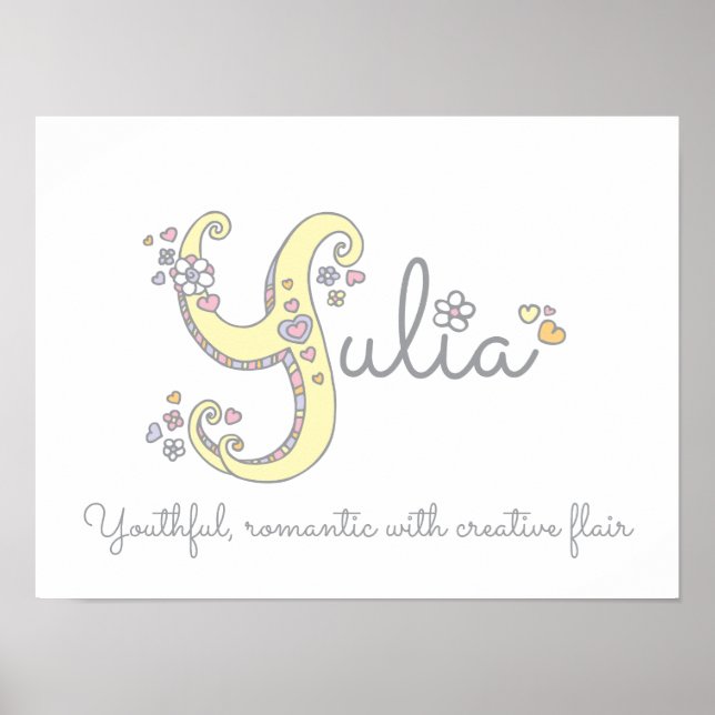 Yulia nom et signification doodé affiche d'art ini (Devant)