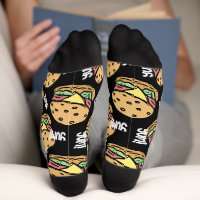Yum Cool foodie pattern of Hamburgers black