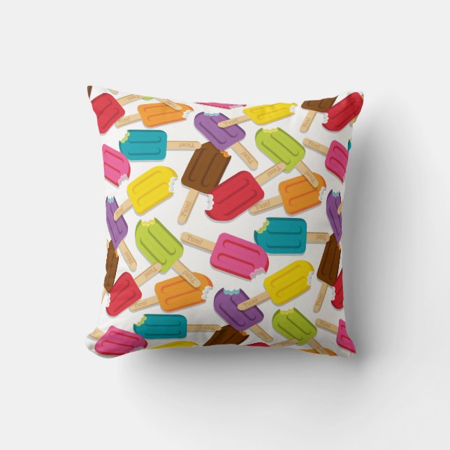 Yum ! Coussin de Popsicle - CARRÉ (blanc) (Recto)