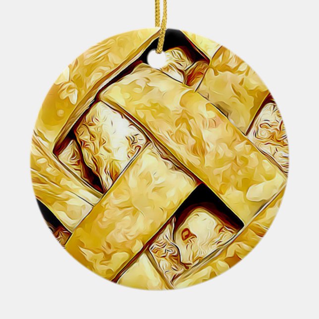 Yummy Apple Pie Food Christmas Ceramic Ornament (Front)