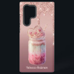 Yummy Boba Bubble Milk Tea Dessert Samsung Galaxy Case<br><div class="desc">This phone case with dripping glitter, hearts and Boba tea is cheerful, fun and just right for tea or dessert lovers. Personalize it with your name or a short phrase. For a fan of bubble tea, glitter, rose gold, and pink. Choose from a variety of iPhone and Android cases using...</div>