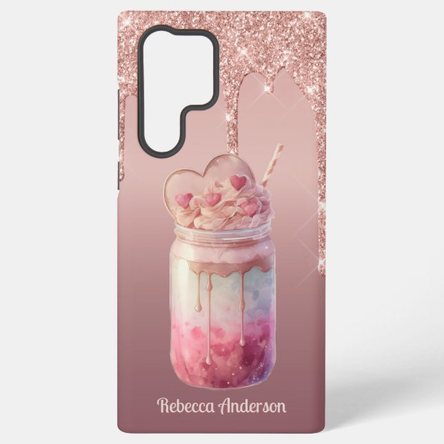 Yummy Boba Bubble Milk Tea Dessert Samsung Galaxy S22 Ultra Case (Back)