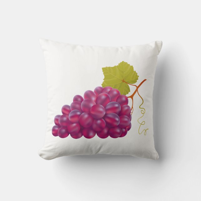 Yummy Bunch Of Red Grapes Throw Pillow (Front)