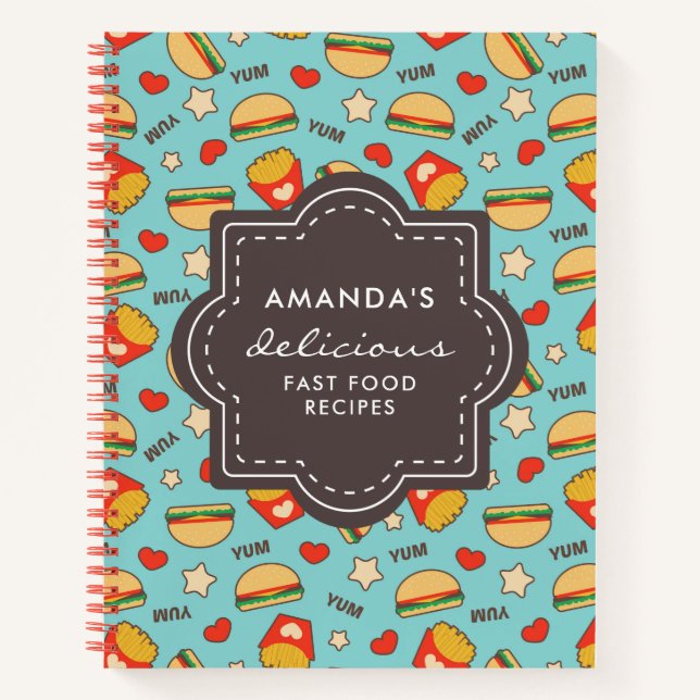 Yummy Burgers & Fries | Fast Food Recipes Notebook (Front)